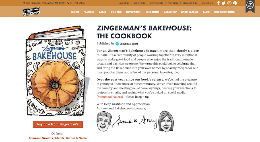 Zingerman's Bakehouse Book landing page