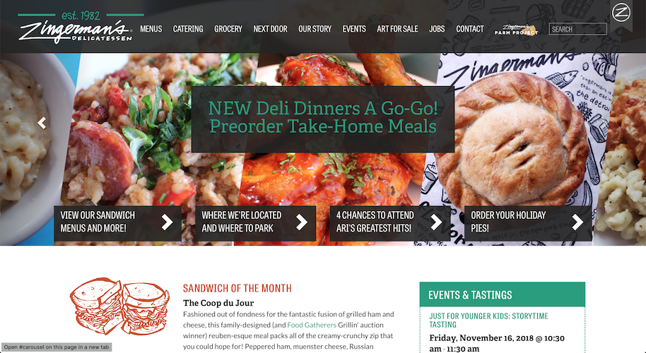 Zingerman's Deli homepage